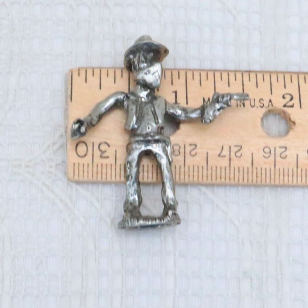 Vintage Pewter Shooting Cowboy Miniature Figurine Cowboy Collector Decor - Picture 8 of 9